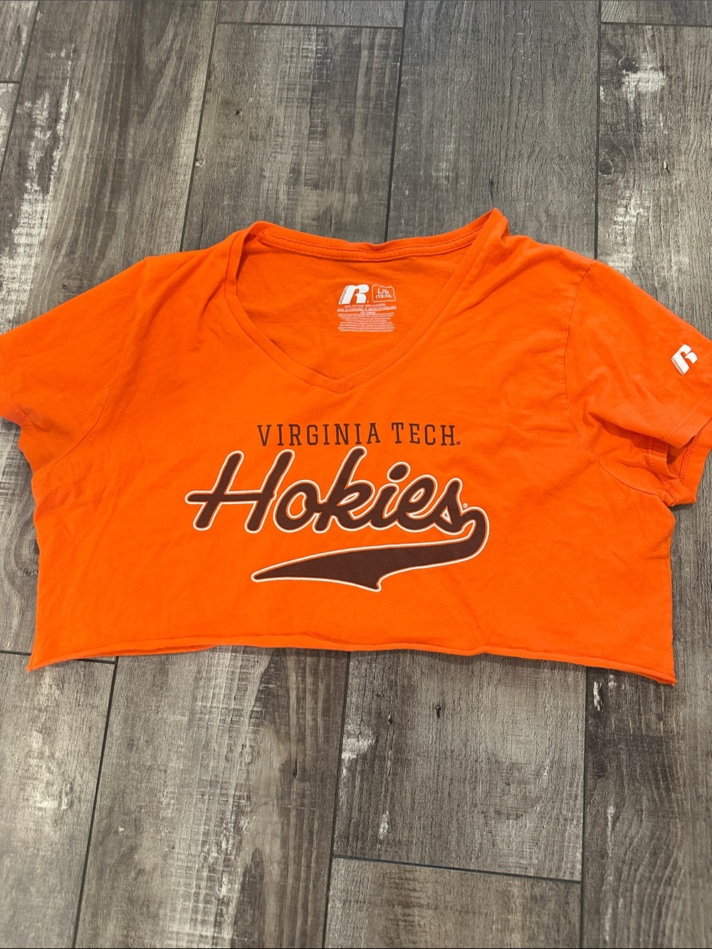 Go Hokies! Russell Athletic Orange Virginia Tech Hokies Crop Top